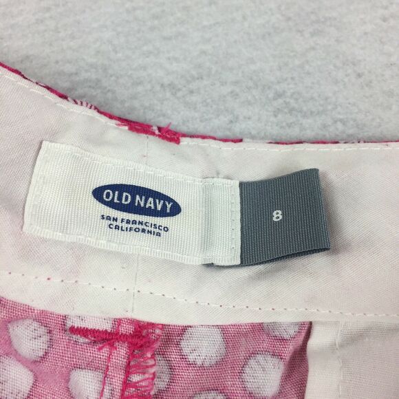 Old Navy 3" Chino Shorts 8 Seashell Print Dark Pink White Casual Khaki Beach M - Picture 4 of 10